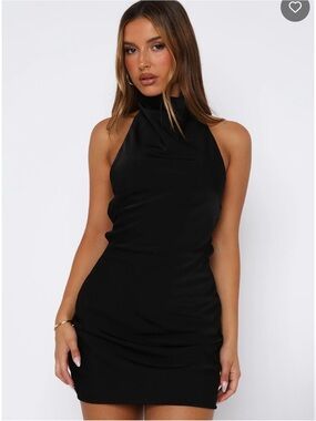 White Fox Boutique Black Just Small Talk Halter Mini Dress